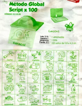 SELLOS DIDACTICOS METODO GLOBAL SCRIPT X 100