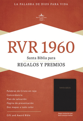 BIBLIA PARA REGALOS Y PREMIOS RVR 1960, PIEL IMIT. NEGRO
