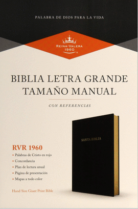 RVR 1960 BIBLIA LETRA GRANDE TAMAÑO MANUAL, NEGRO IMITACIÓN PIEL