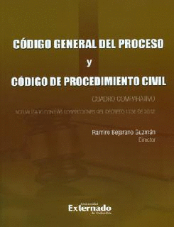 CODIGO GENERAL DEL PROCESO Y CODIGO DE PROCEDIMIENTO CIVIL (BEJARANO) - CUADRO COMPARATIVO