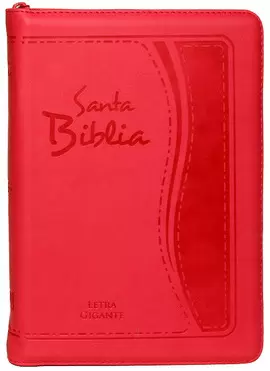 SANTA BIBLIA LETRA GIGANTE - COLOR ROSADO / CON CIERRE / CANTO PLATEADO