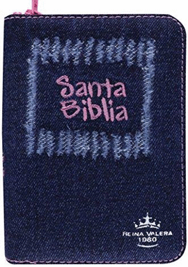 SANTA BIBLIA - TELA JEAN / CIERRE GRUESO Y ROSADO