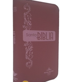 SANTA BIBLIA  - ESTILO CHEQUERA / COLOR ROSA / CON CIERRE