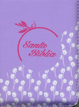 SANTA BIBLIA - COLOR LILA / FLORES BLANCAS