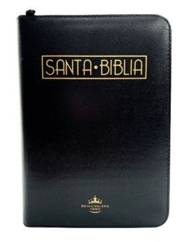 SANTA BIBLIA REINA VALERA 1960 NEGRA CON CIERRE MEDIANA CANTO DORADO