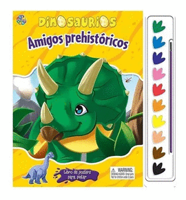 DINOSAURIOS AMIGOS PREHISTORICOS PALETA DE COLORES + PINCEL