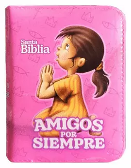 BIBLIA REINA VALERA 1960 CON CIERRE COLOR FUCSIA/ROSA AMIGOS POR SIEMPRE
